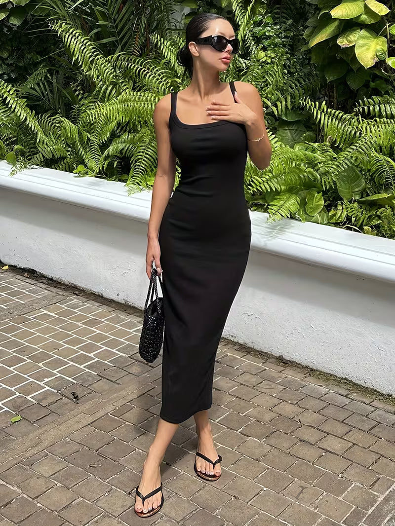 Women'S Solid Color Autumn And Winter Long Backless Dress Long Dress