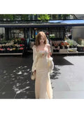 Fish Princess Set Lace Netting Fishnet Dress Fitted Bodysuit Long Skirt And Openwork Top