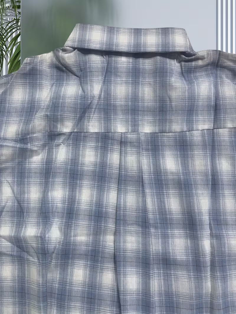 Plaid Shirt Jacket for Women, New Spring/Summer Style, Relaxed Fit Elegant Shirt Top