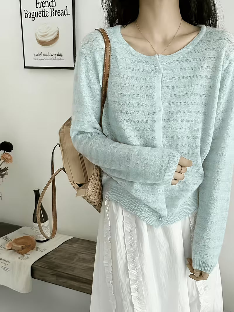 Fresh and Sweet Style Summer New Arrival Sweater, Fit, Loose and Versatile, Hollow-Out Korean-Style Simple Outerwear