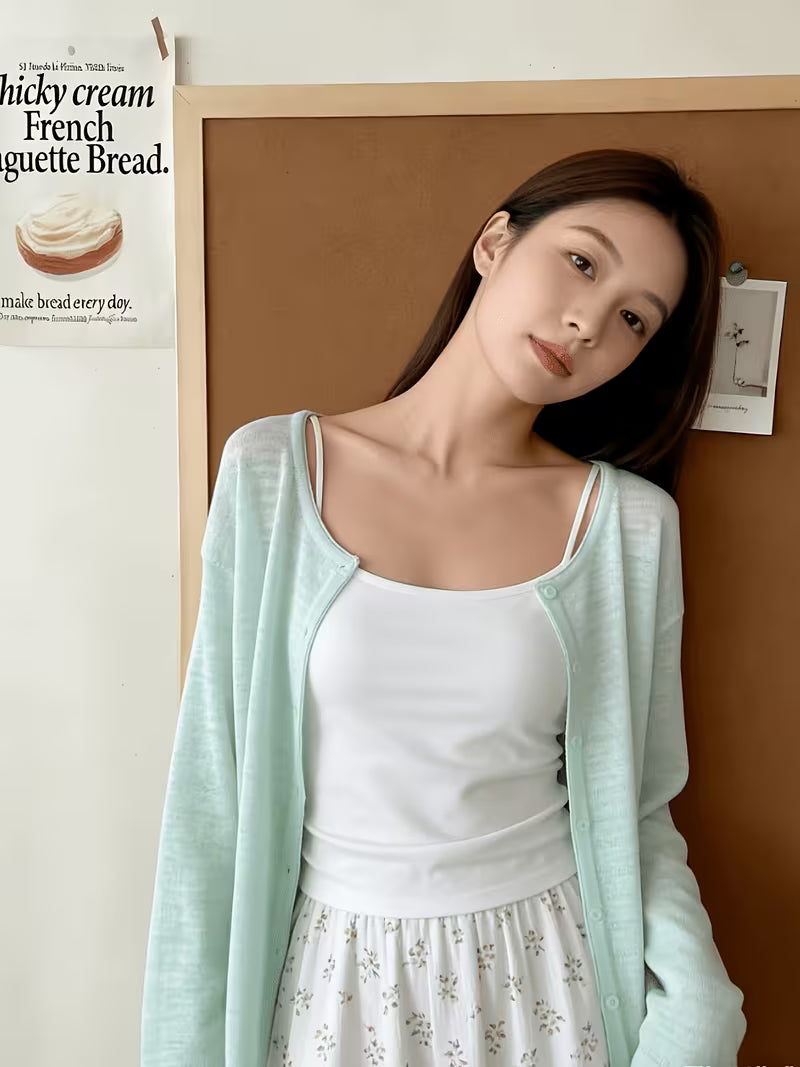 Fresh and Sweet Style Summer New Arrival Sweater, Fit, Loose and Versatile, Hollow-Out Korean-Style Simple Outerwear
