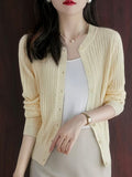 Wool Cardigan Casual Long-Sleeved Cardigan Women'S Temperament Versatile Top
