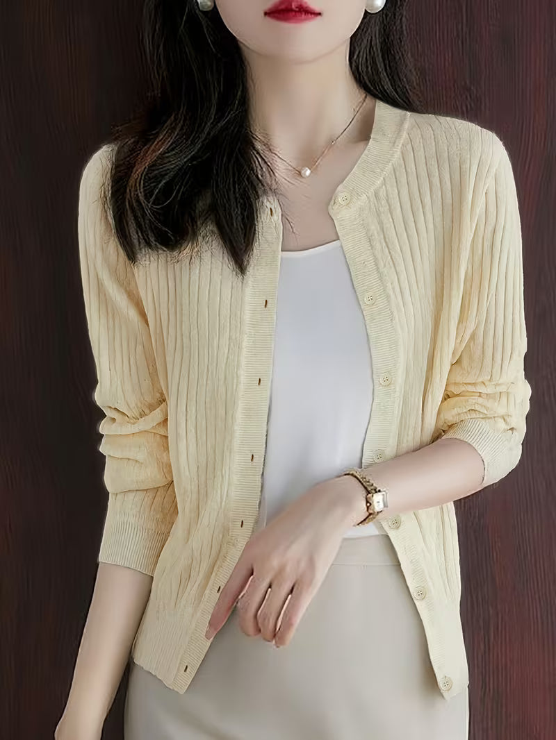 Wool Cardigan Casual Long-Sleeved Cardigan Women'S Temperament Versatile Top