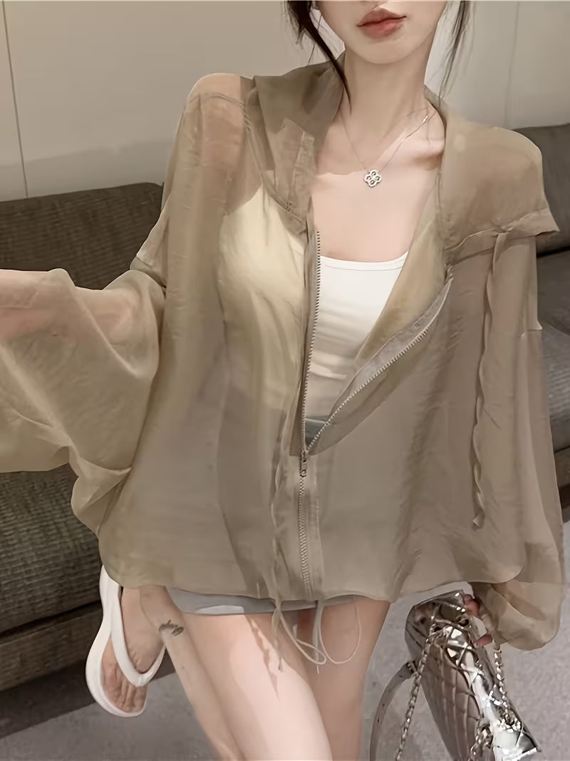 Summer New Plus Size Women'S Ice Light And Thin Sunscreen Jacket