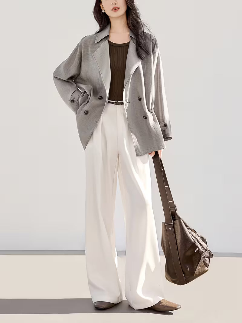 New Women's Spring/Summer Trench Coat, Thin Lightweight Style with Large Lapel