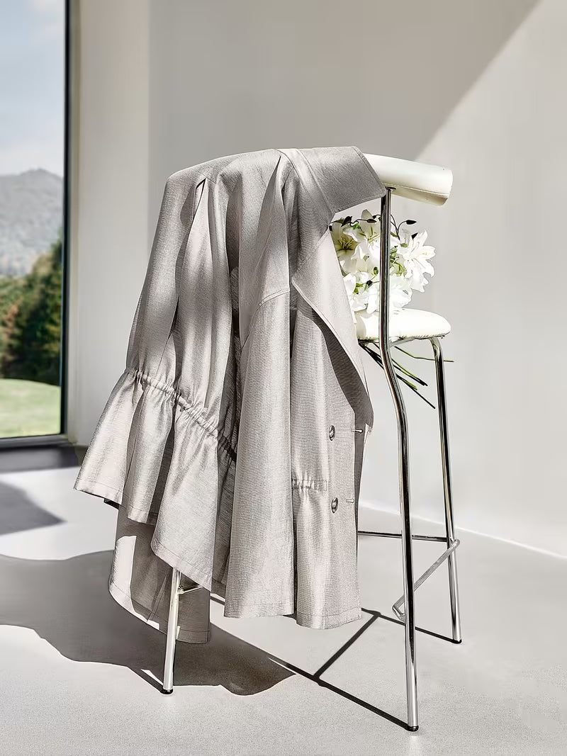 New Women's Spring/Summer Trench Coat, Thin Lightweight Style with Large Lapel