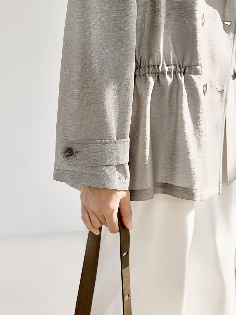 New Women's Spring/Summer Trench Coat, Thin Lightweight Style with Large Lapel