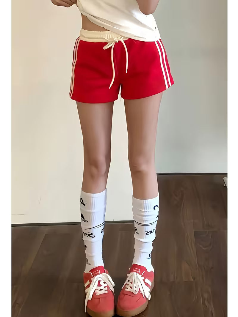 Women'S Retro Color-Blocked Wide-Leg Casual Shorts for Spring And Summer, Trendy Hot Pants, Versatile Beach Shorts, Street Style Y2K Women'S Shorts