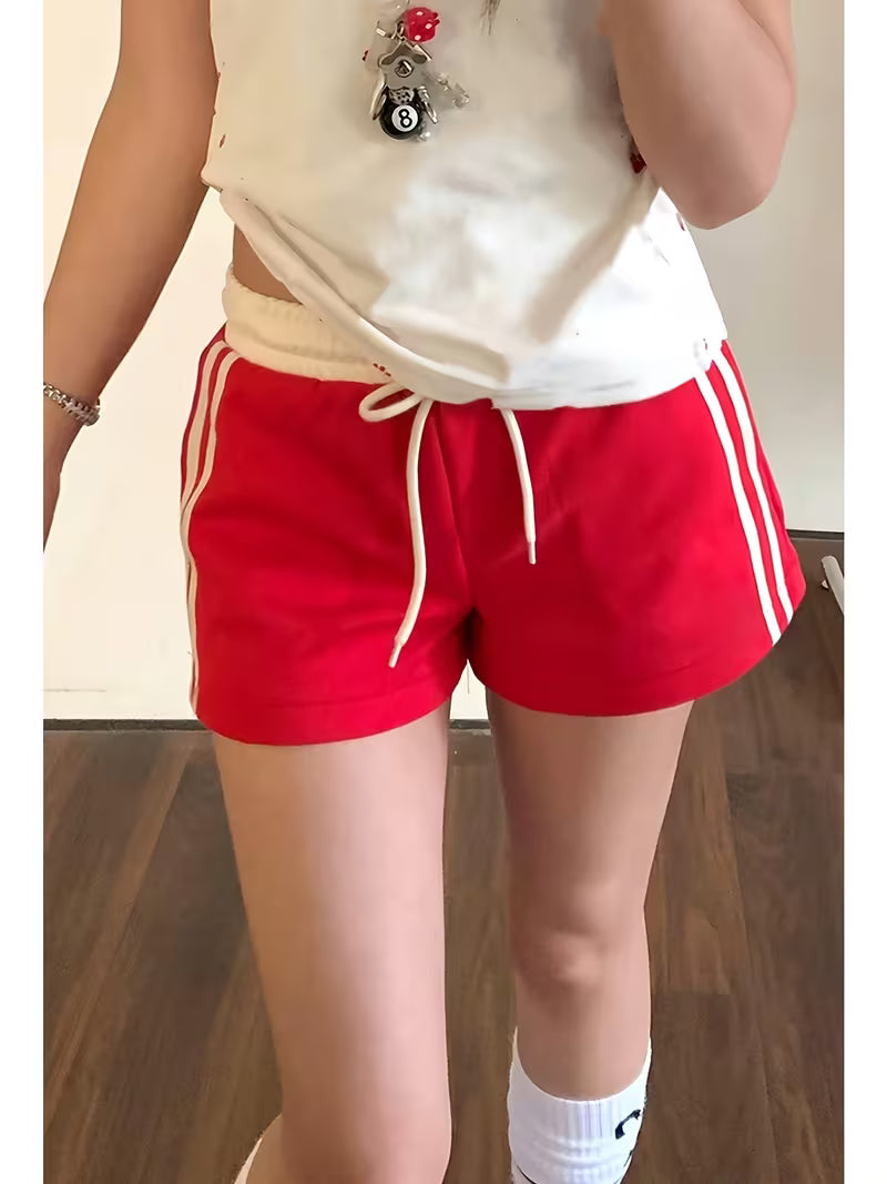 Women'S Retro Color-Blocked Wide-Leg Casual Shorts for Spring And Summer, Trendy Hot Pants, Versatile Beach Shorts, Street Style Y2K Women'S Shorts