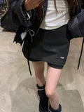 Korean Retro Gray Fake Two-Piece Skirt Women'S Winter New High-Waisted Hip-Wrap Pants Skirt