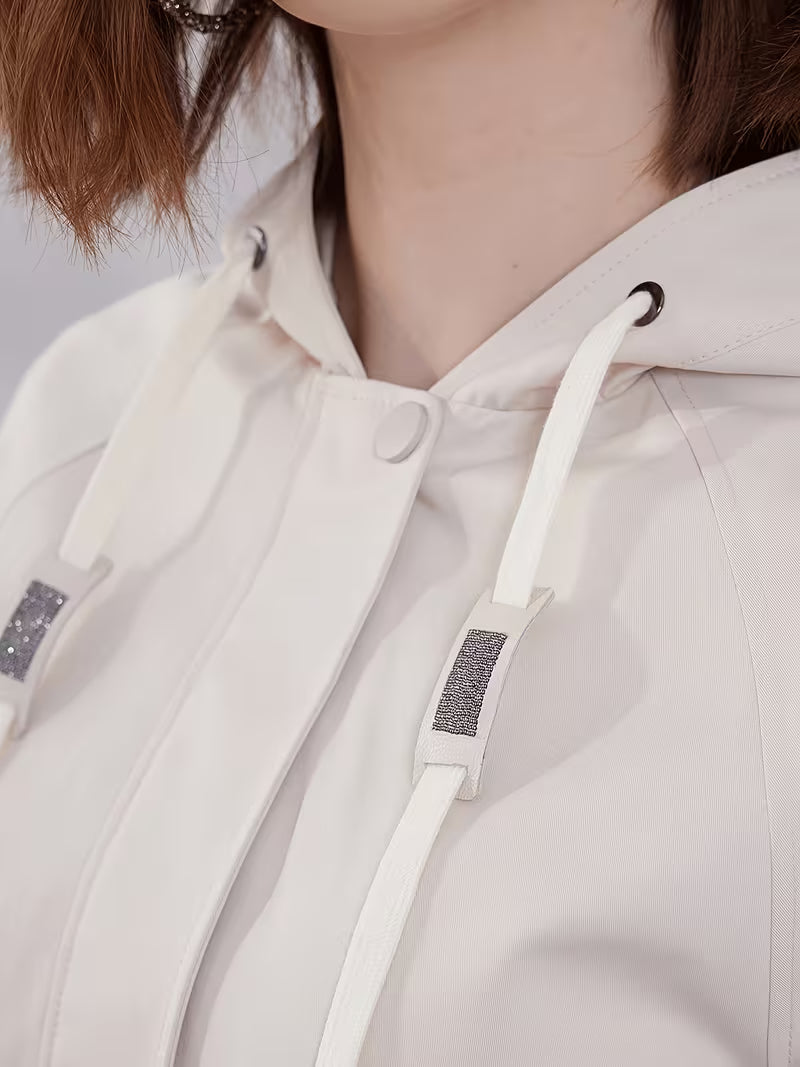 Premium Women'S Apparel Made from Combed for Spring And Autumn 2024 Featuring Long Sleeves And a Hoodie