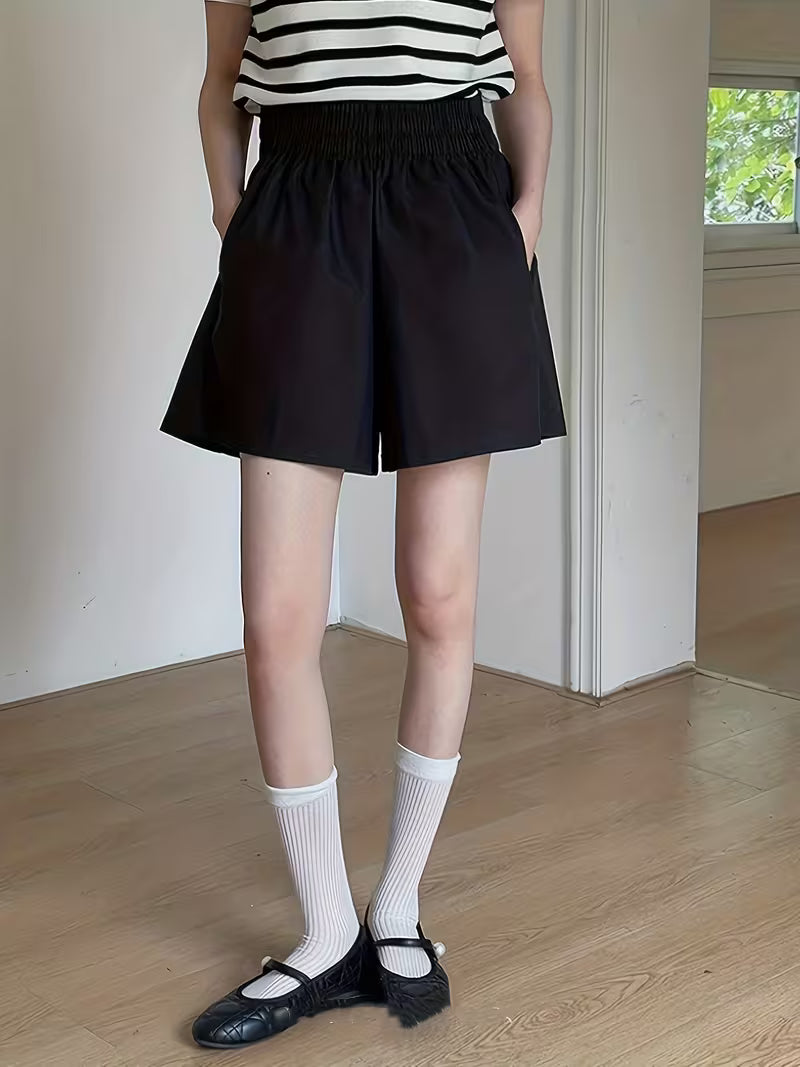 Women's Pants 2026 New Women's Shorts Pudding Shorts High-Waisted Straight-Leg Casual Pants Spring Essential Commuter Thin Outer Wear Simple Loose Casual A-Line Wide-Leg Shorts