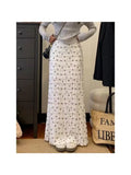 2026 Summer Vacation Style Bow Print Lace Hollow Out Floral Mermaid Midi Skirt Pure Desire Long Skirt