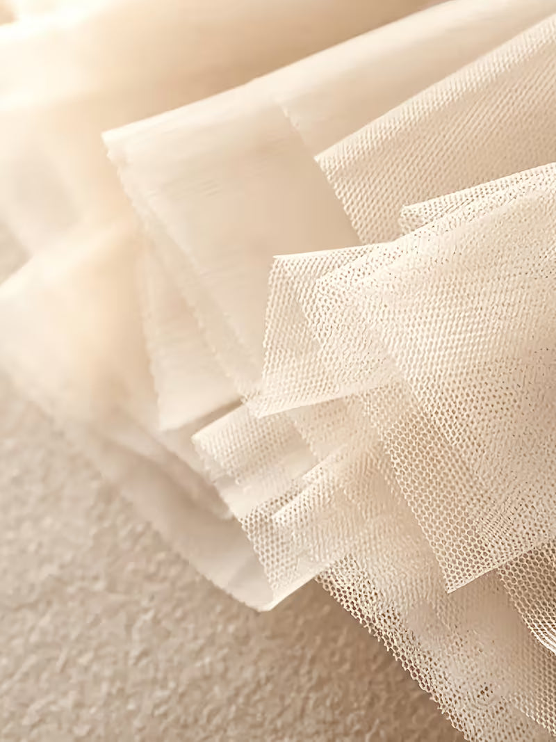 Women's High Waisted Tulle Midi Skirt Multi Layered Sheer Mesh A-Line Skirt Elastic Wide Waistband Flowy Pleated Swing Skirt Beach Vacation Apparel