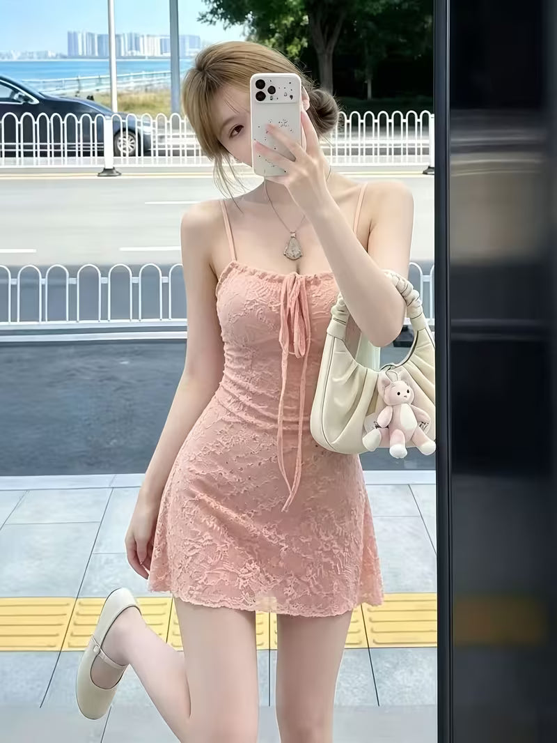 Summer French Gentle Pure Desire Atmospheric Dress Fashionable Stylish Unique Outer Wear Beach Photo Shoot Temperament Hot Textured Slim Fit Hip Wrap Short Skirt Women