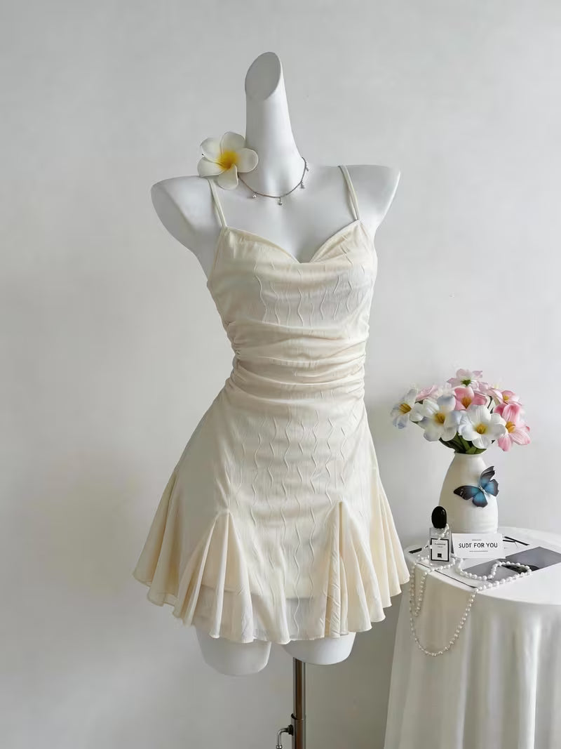 [Women's Bow Mini Skirt] Elegant Direction Women's Spaghetti Strap Bow Mini Skirt